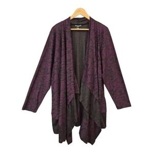 Womens Lace Cardigan 2X Open Front Whimsigoth Dark Fairy Black Purple